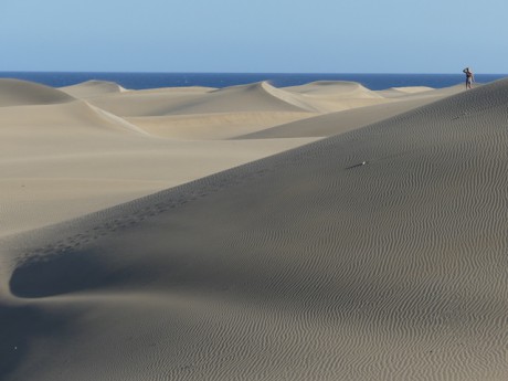 Duny Maspalomas, pohled z vnitrozemí od vyhlídky u hotelu Riu